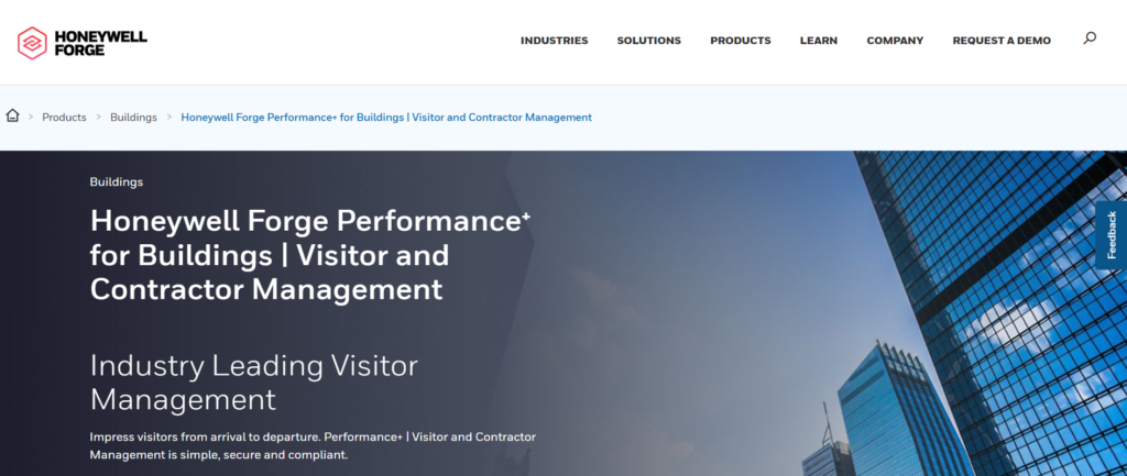Honeywell Forge Visitor Management Interface