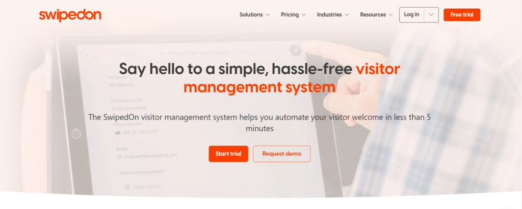 SwipedOn Visitor Management Interface